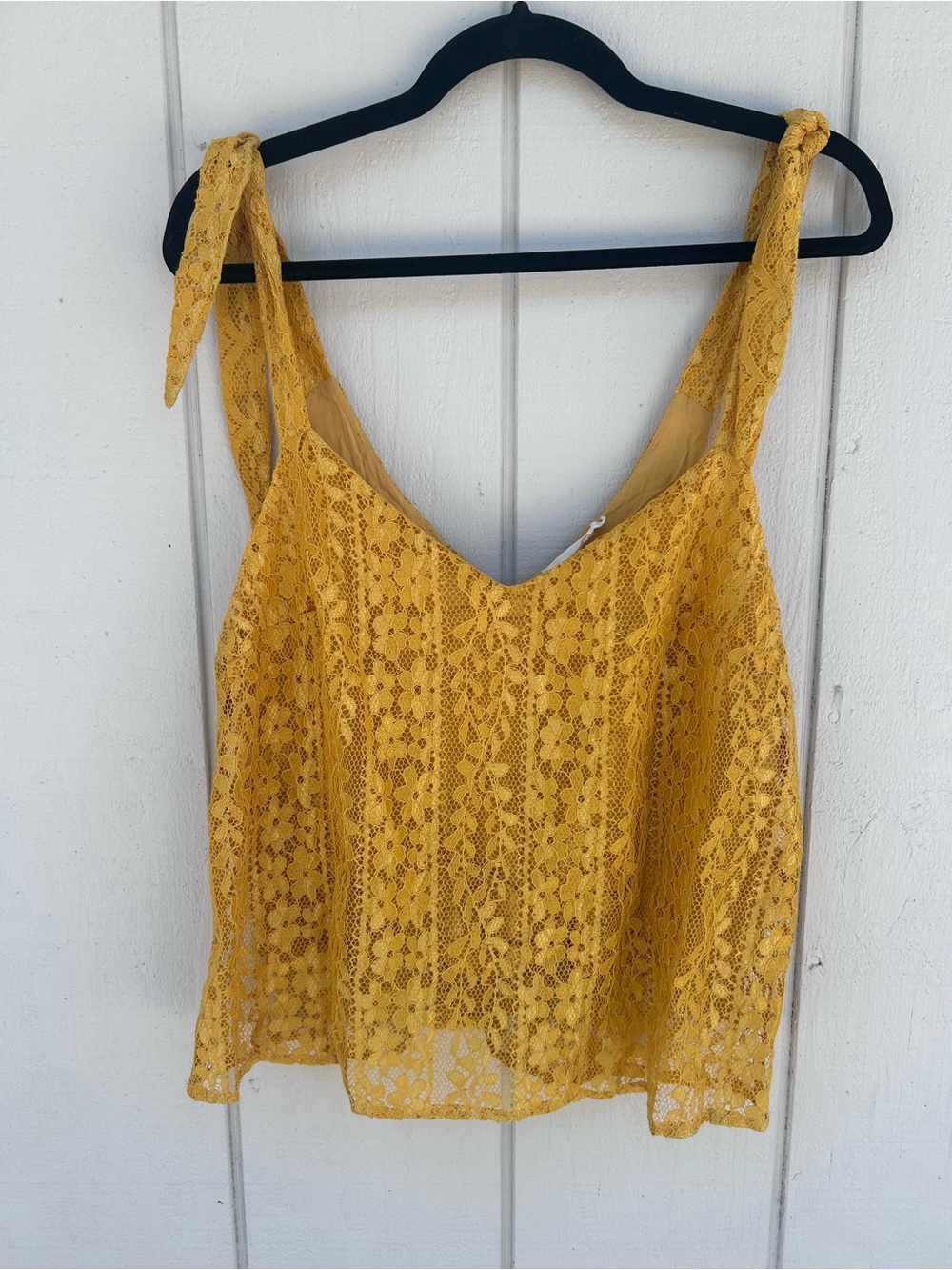 Lush Golden Yellow Floral Lace Tie-Shoulder Camisole size XL